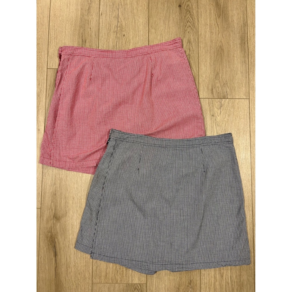 Cherokee Gingham Skort Set 2pc Red Navy Blue Check Cotton Wrap Skirt Shorts 18 - Picture 6 of 6